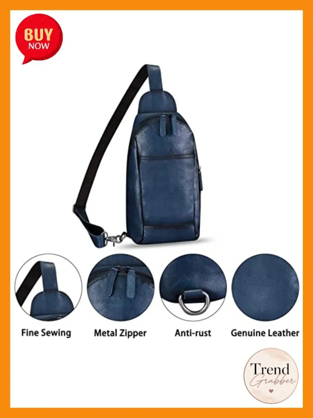 Genuine Leather Sling Bag Handmade Retro Crossbody Backpack Purse Hiking Daypack